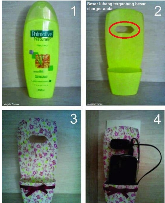 Tempat Charger dari botol bekas